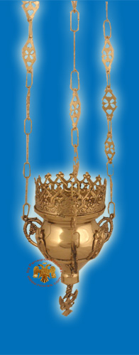 Metal Oil Candle Hanging Byzantine Eagle Brass